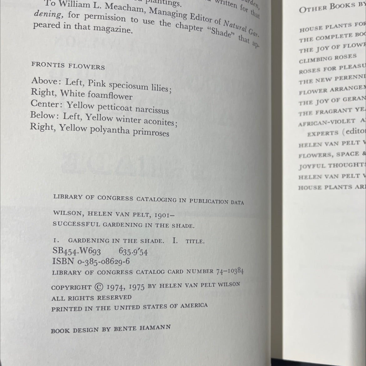 successful gardening in the shade book, by helen van pelt wilson, 1975 Hardcover image 3