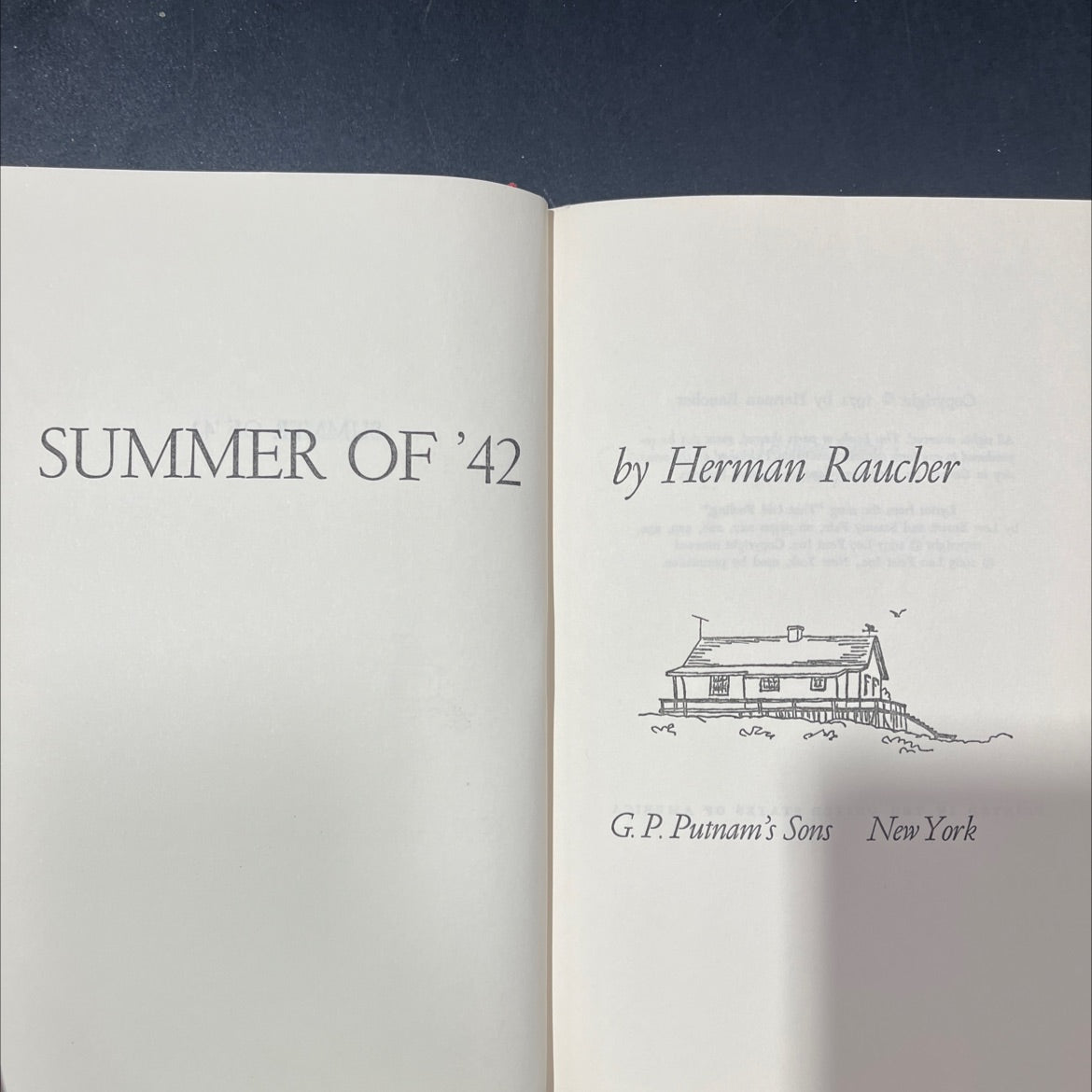 summer of '42 book, by herman raucher, 1971 Hardcover image 2