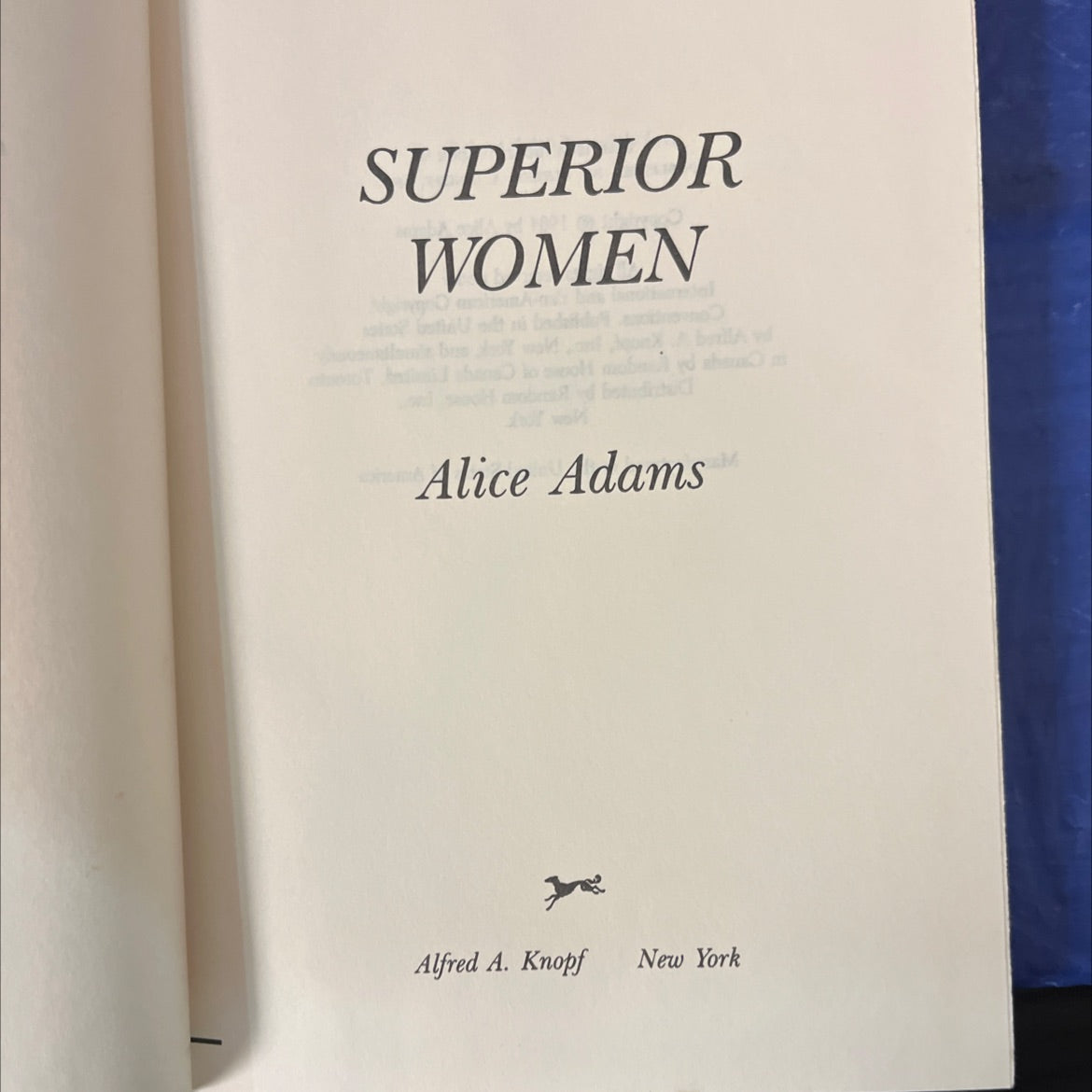 superior women book, by Alice Adams, 1984 Hardcover image 2