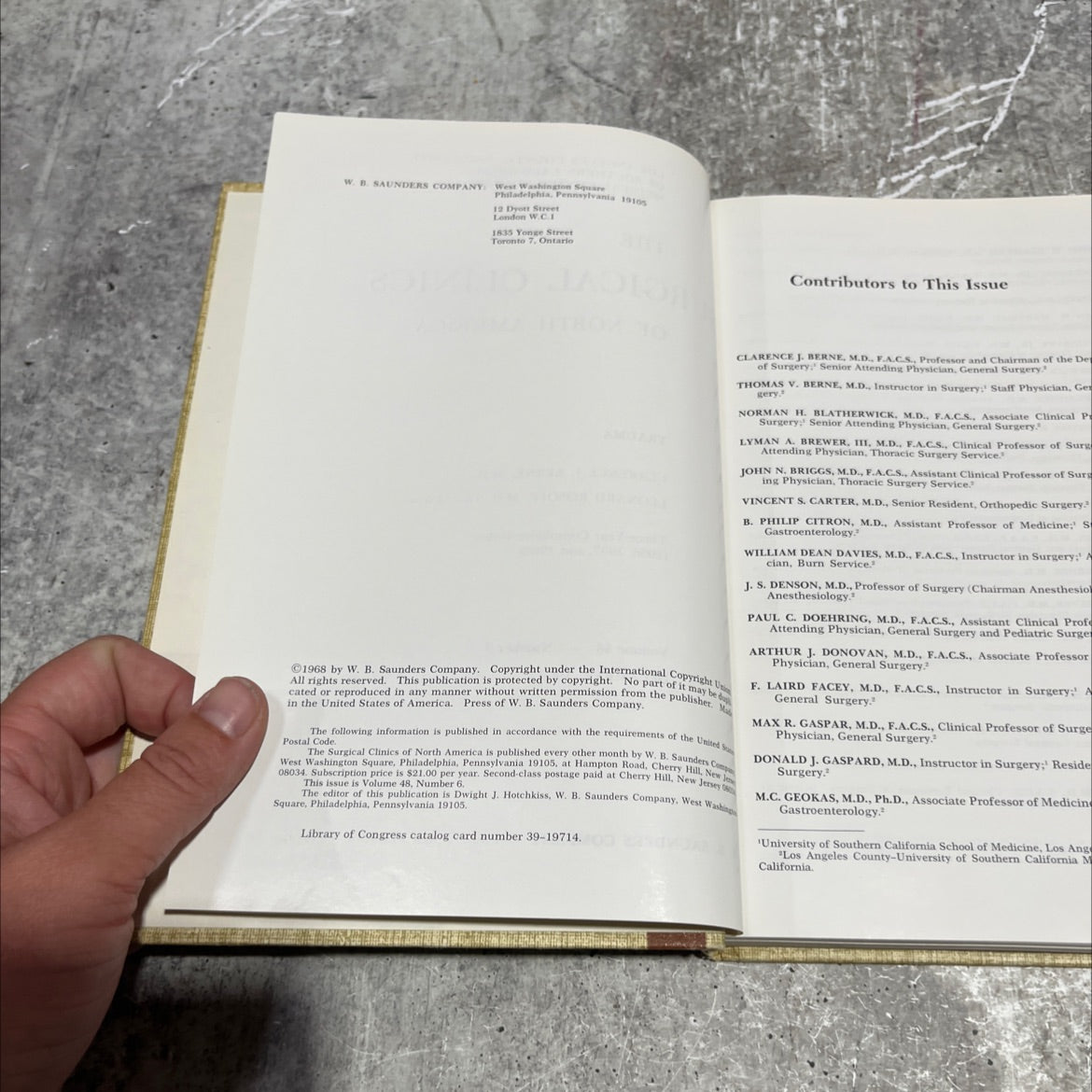 surgical clinics of north america trauma book, by clarence j. berne, m.d., leonard rosoff, m.d., 1968 Hardcover image 3