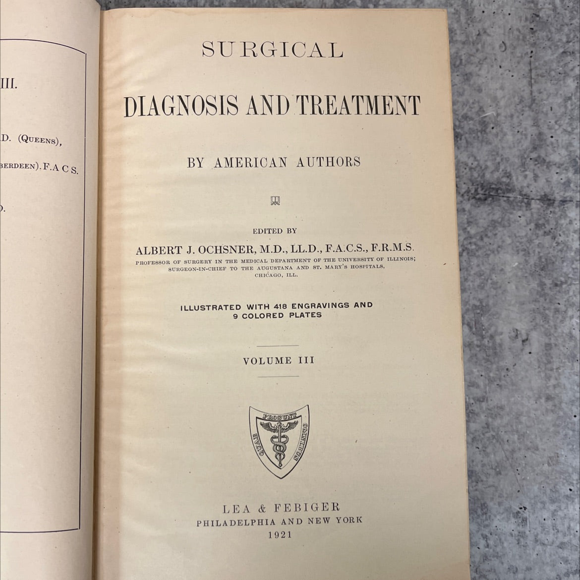 surgical diagnosis and treatment book, by albert j. ochsner, m.d., ll.d., f.a.c.s., f.r.m.s., 1921 Hardcover, Rare, image 2