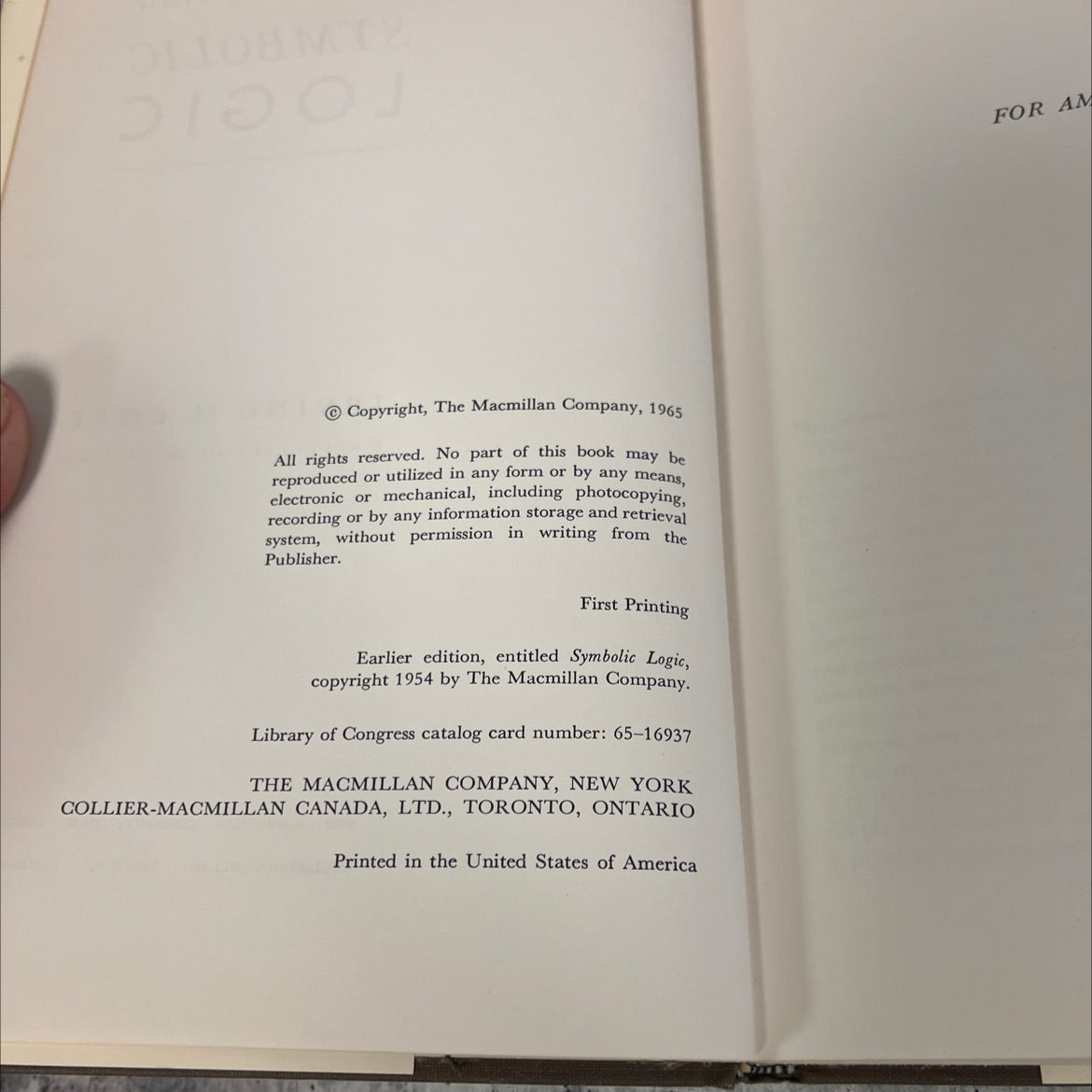 symbolic logic book, by irving m. copi, 1965 Hardcover image 3