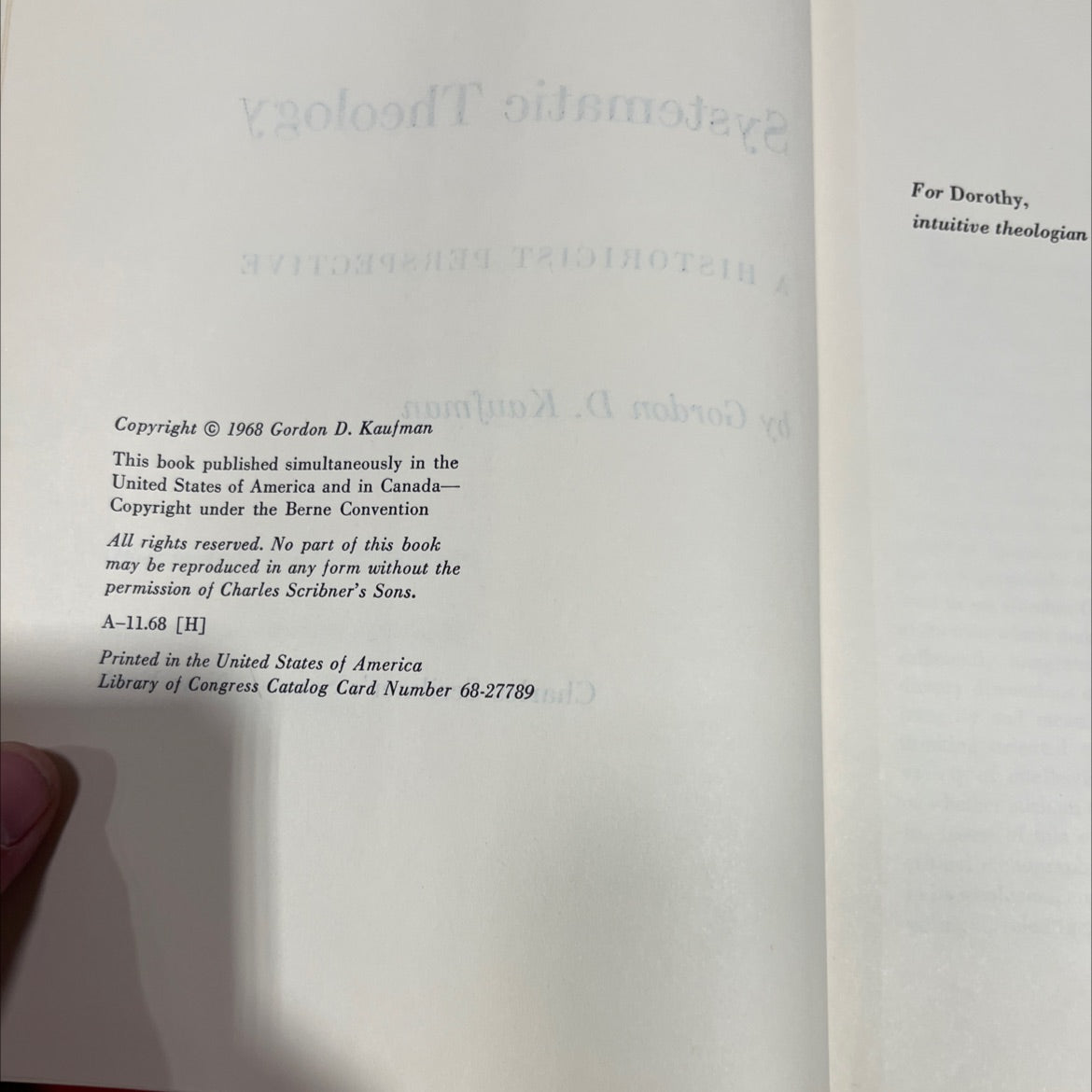 systematic theology a historicist perspective book, by gordon d. kaufman, 1968 Hardcover image 3