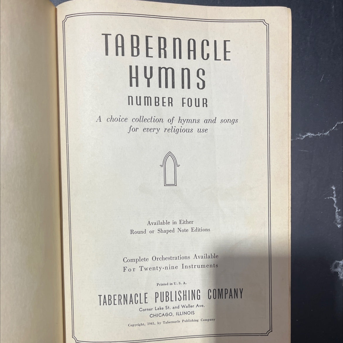 tabernacle hymns number four book, by unknown, 1941 Hardcover image 2