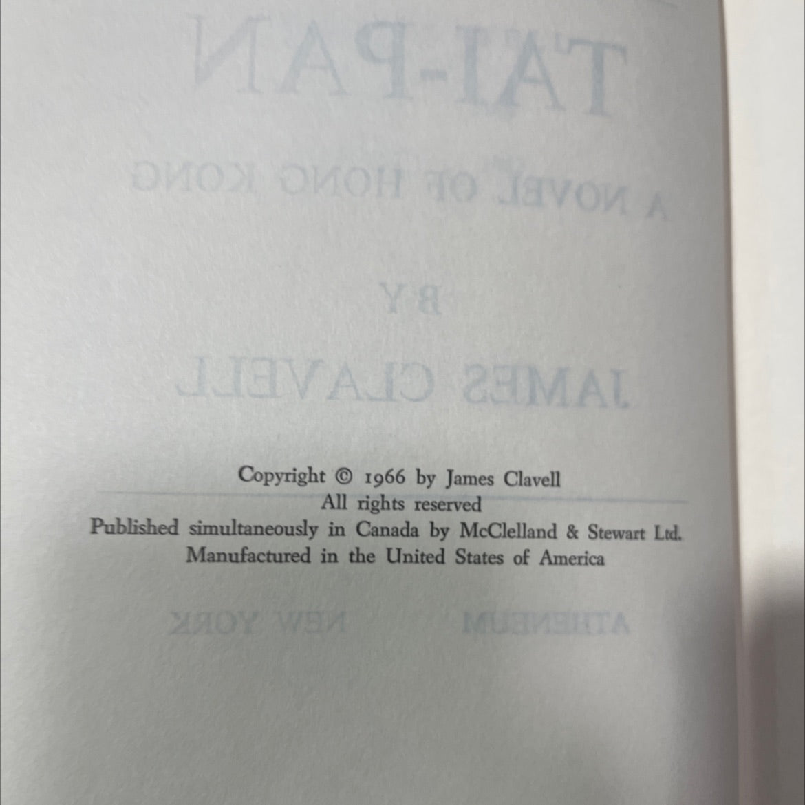tai-pan book, by james clavell, 1966 Hardcover image 3