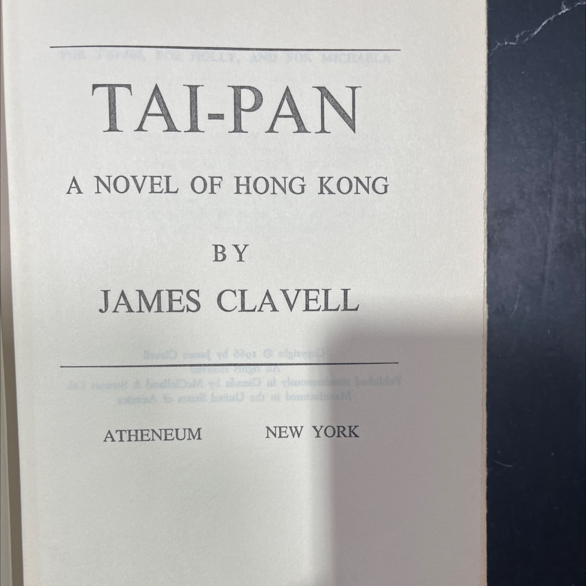 tai-pan book, by james clavell, 1966 Hardcover image 2