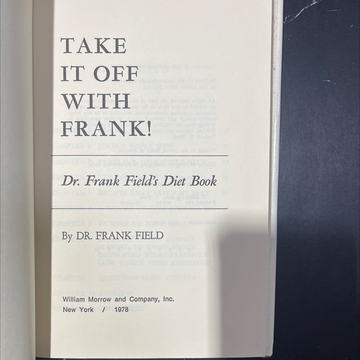 take it off with frank! book, by dr. frank field, 1978 Hardcover image 2