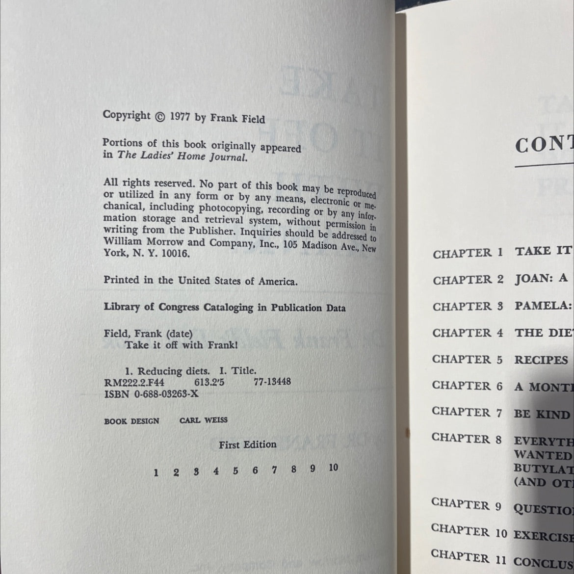 take it off with frank! book, by dr. frank field, 1978 Hardcover image 3