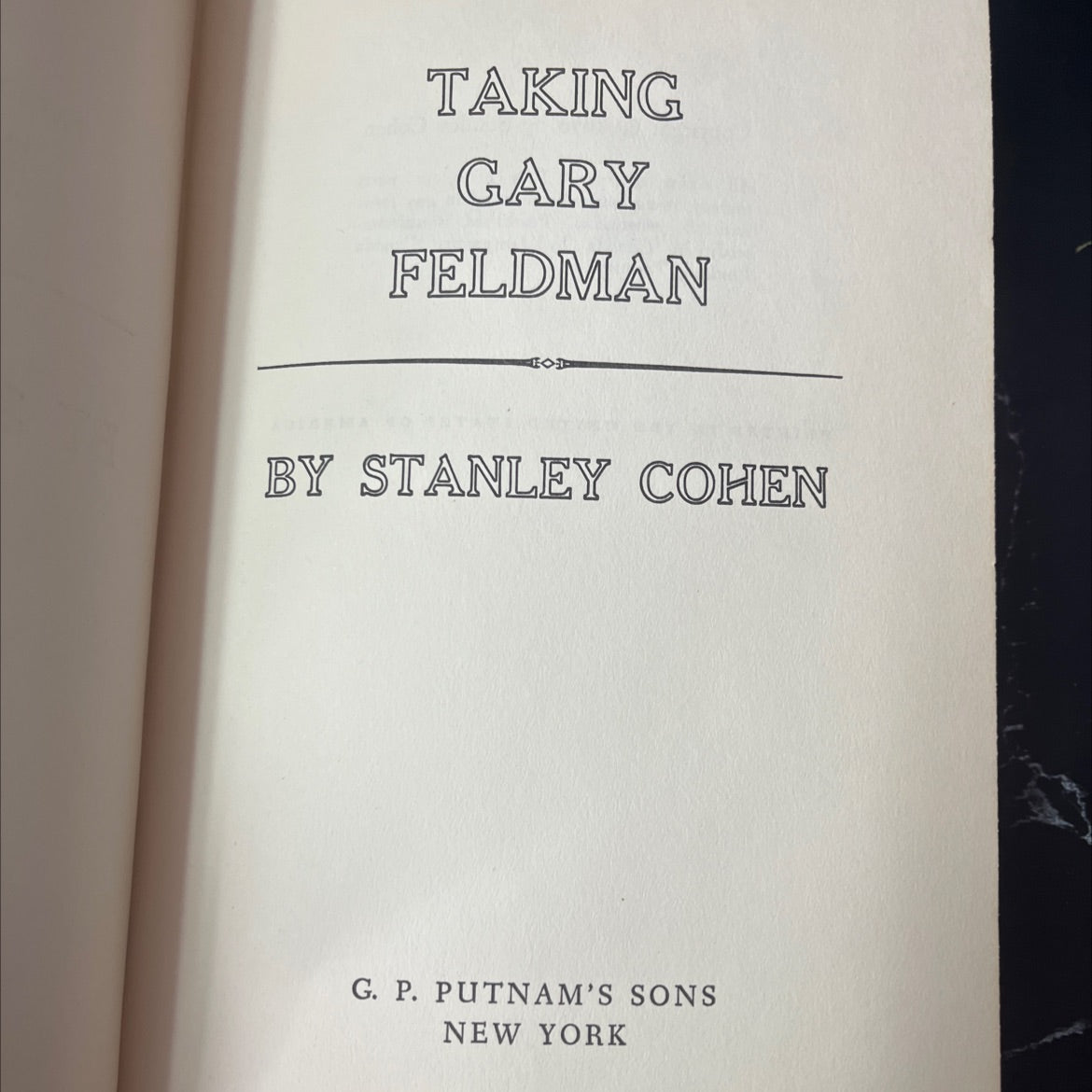 taking gary feldman o book, by stanley cohen, 1970 Hardcover, Vintage image 2