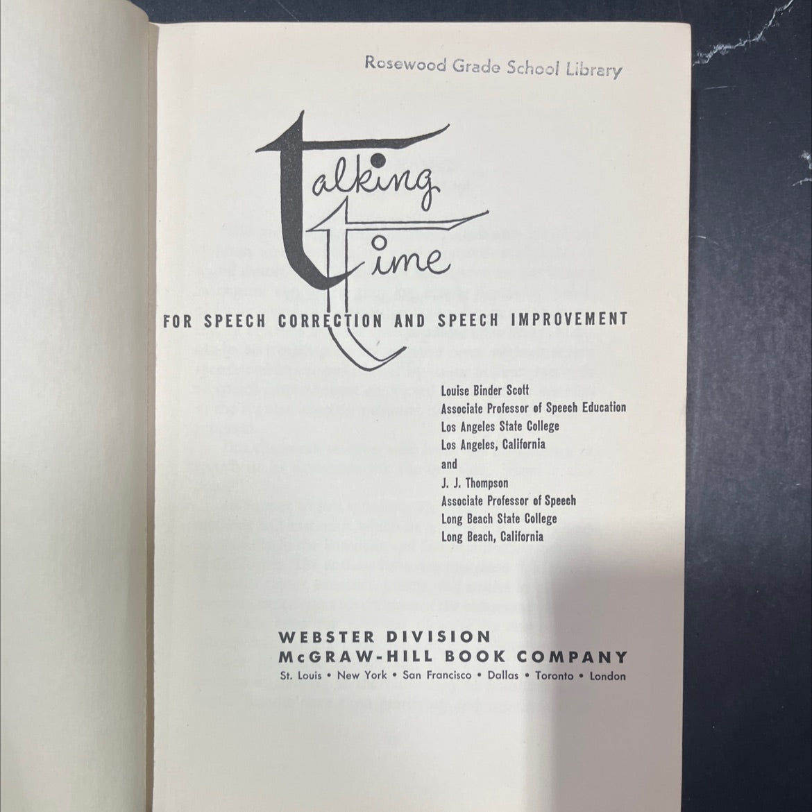 talking time for speech correction and speech improvement book, by Louise Binder Scott, J. J. Thompson, 1951 Hardcover image 2