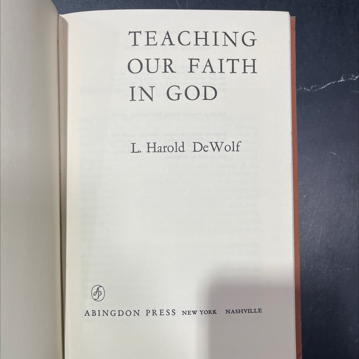 teaching our faith in god book, by l. harold de wolf, 1963 Hardcover image 2