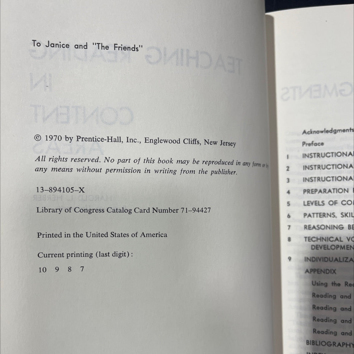 teaching reading in content areas book, by harold l. herber, 2014 Hardcover image 3