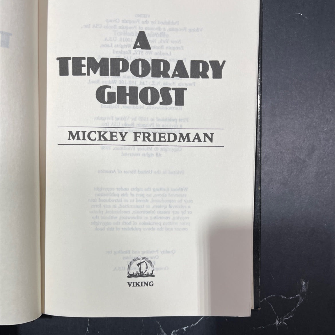 temporary ghost book, by mickey friedman, 1989 Hardcover image 2