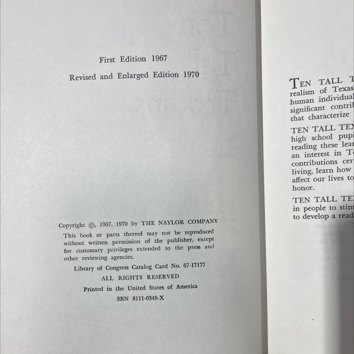 ten tall texans book, by daniel james kubiak, 1970 Hardcover image 3