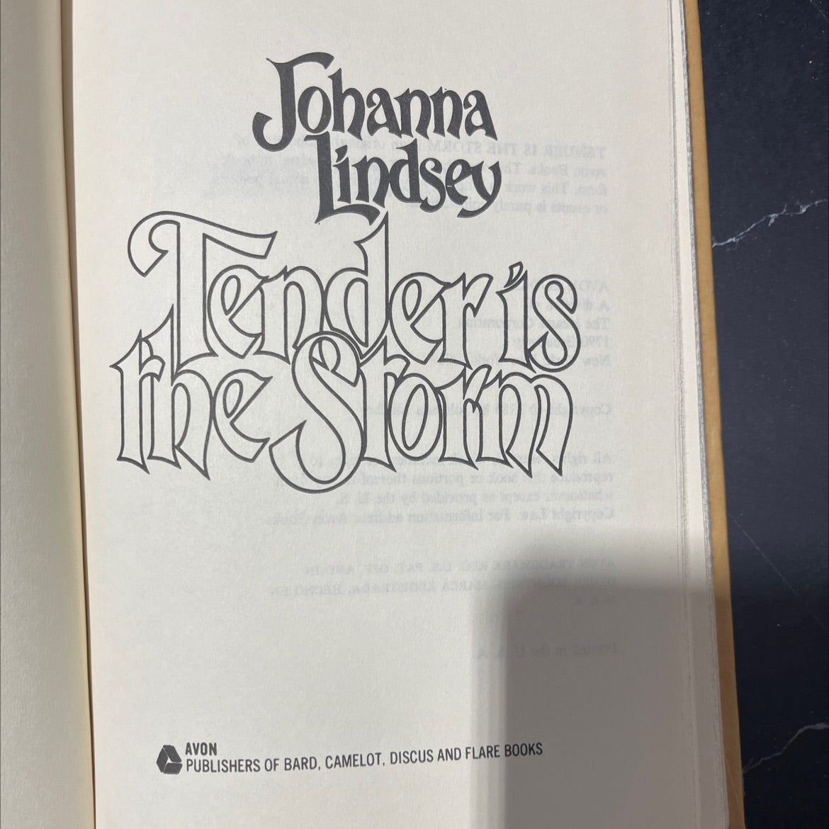 tender is the storm book, by johanna lindsey, 1985 Hardcover image 2