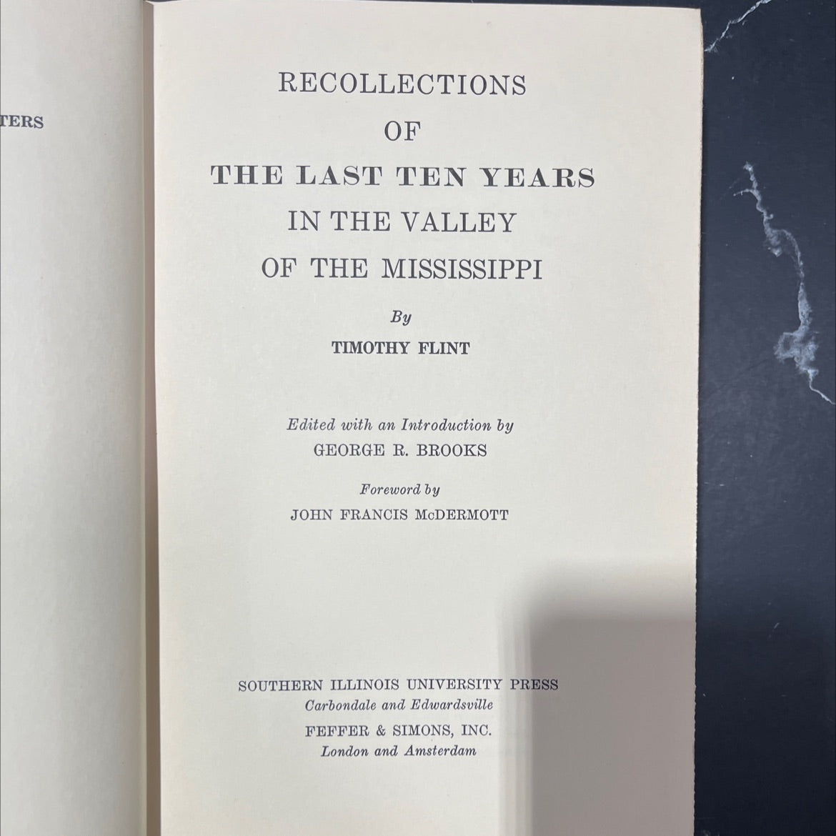 ters recollections of the last ten years in the valley of the mississippi book, by timothy flint, 1968 Hardcover image 2