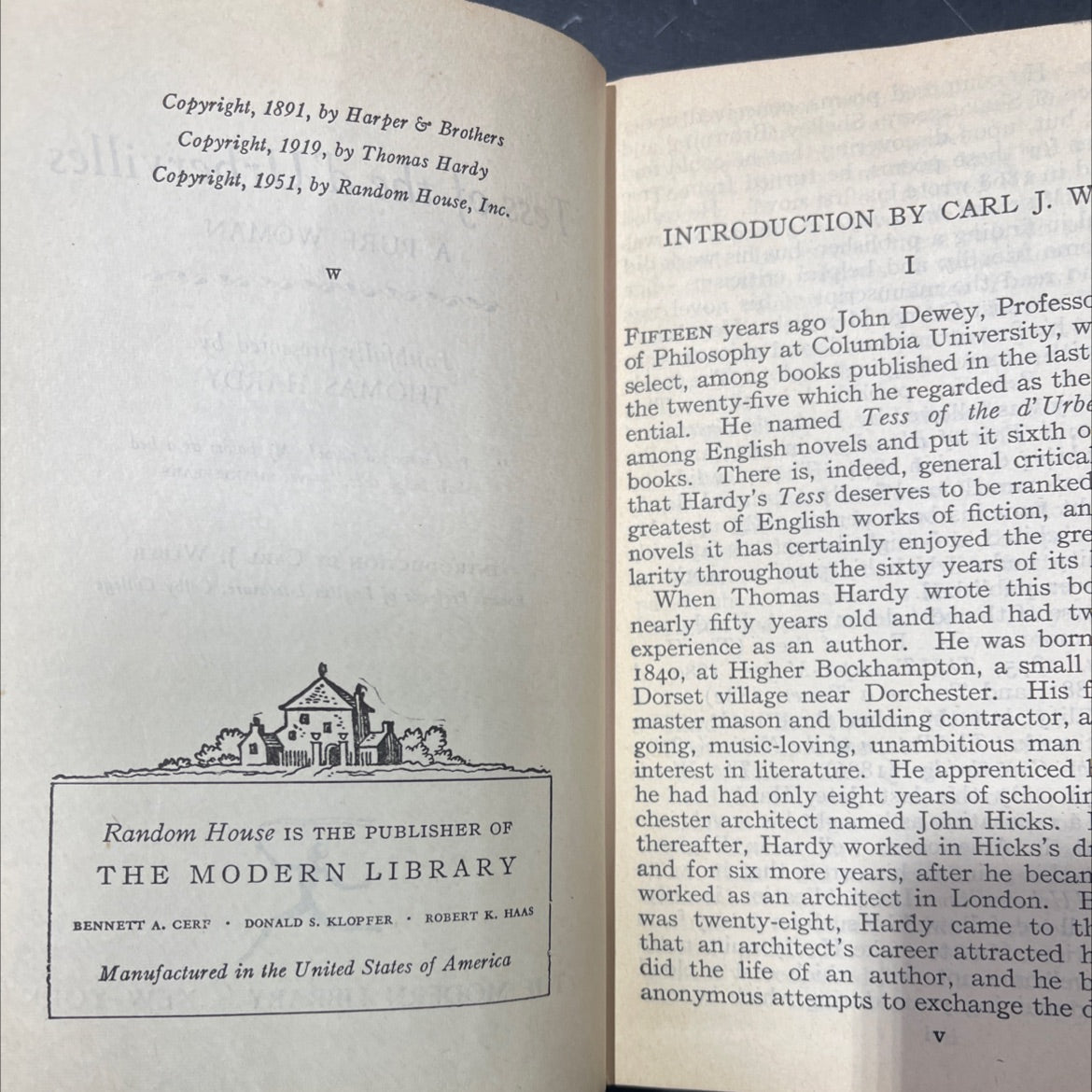 tess of the d'urbervilles a pure woman faithfully presented book, by thomas hardy, 1951 Hardcover image 3