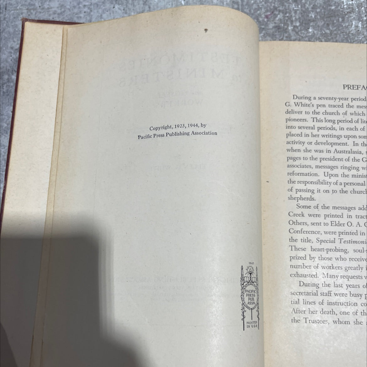 testimonies to ministers and gospel workers book, by ellen g. white, 1947 Hardcover image 3