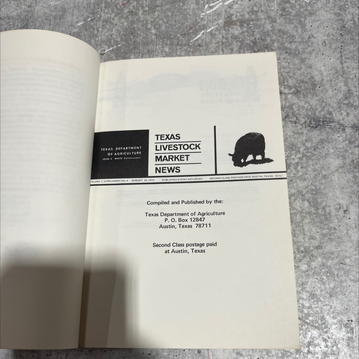 texas livestock market news book, by texas department of agriculture, 1972 Paperback image 2