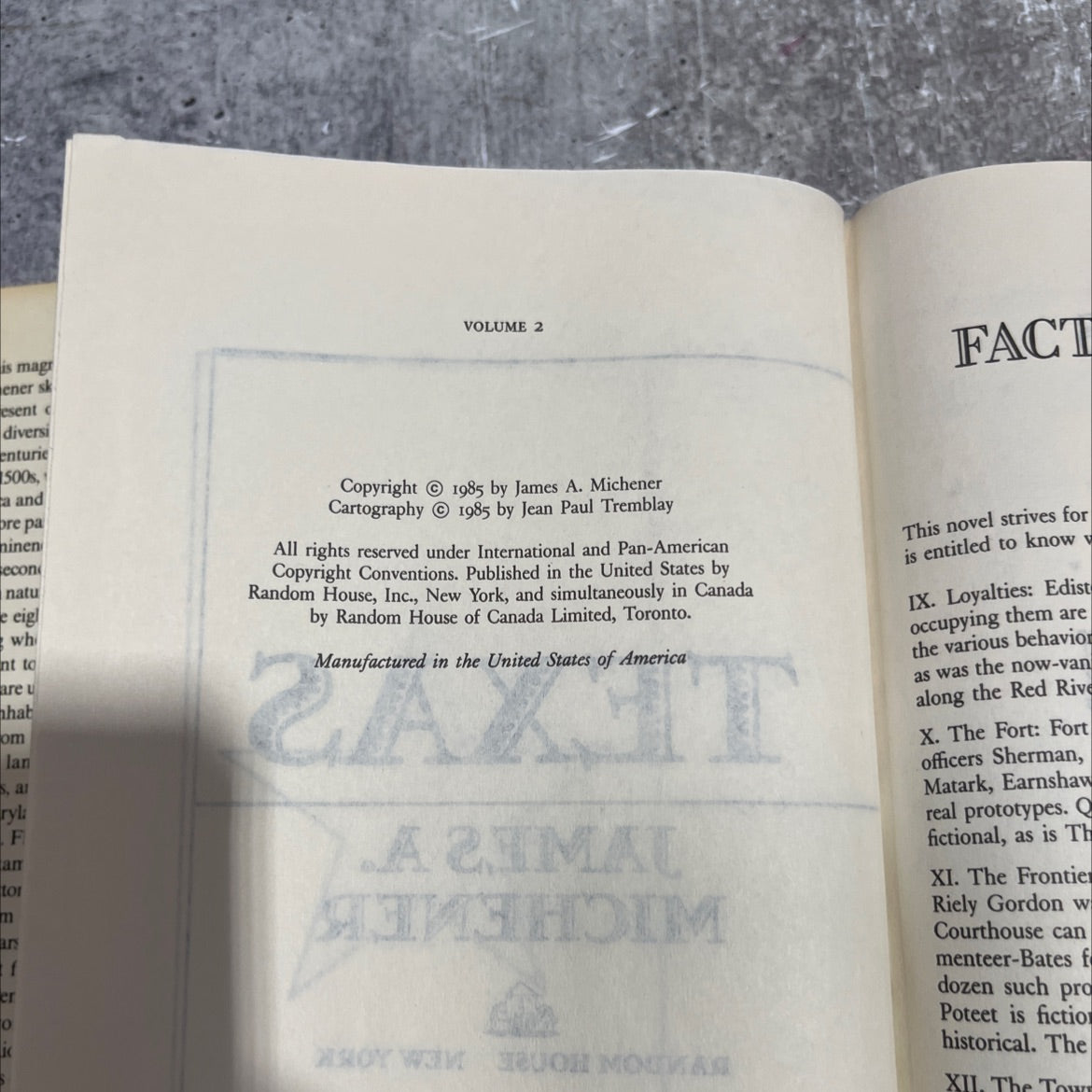 texas book, by james a. michener, 1985 Hardcover image 3