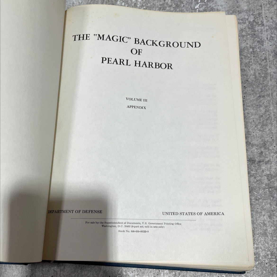 the \"magic\" background of pearl harbor volume iii appendix book, by unknown, not stated Hardcover image 3
