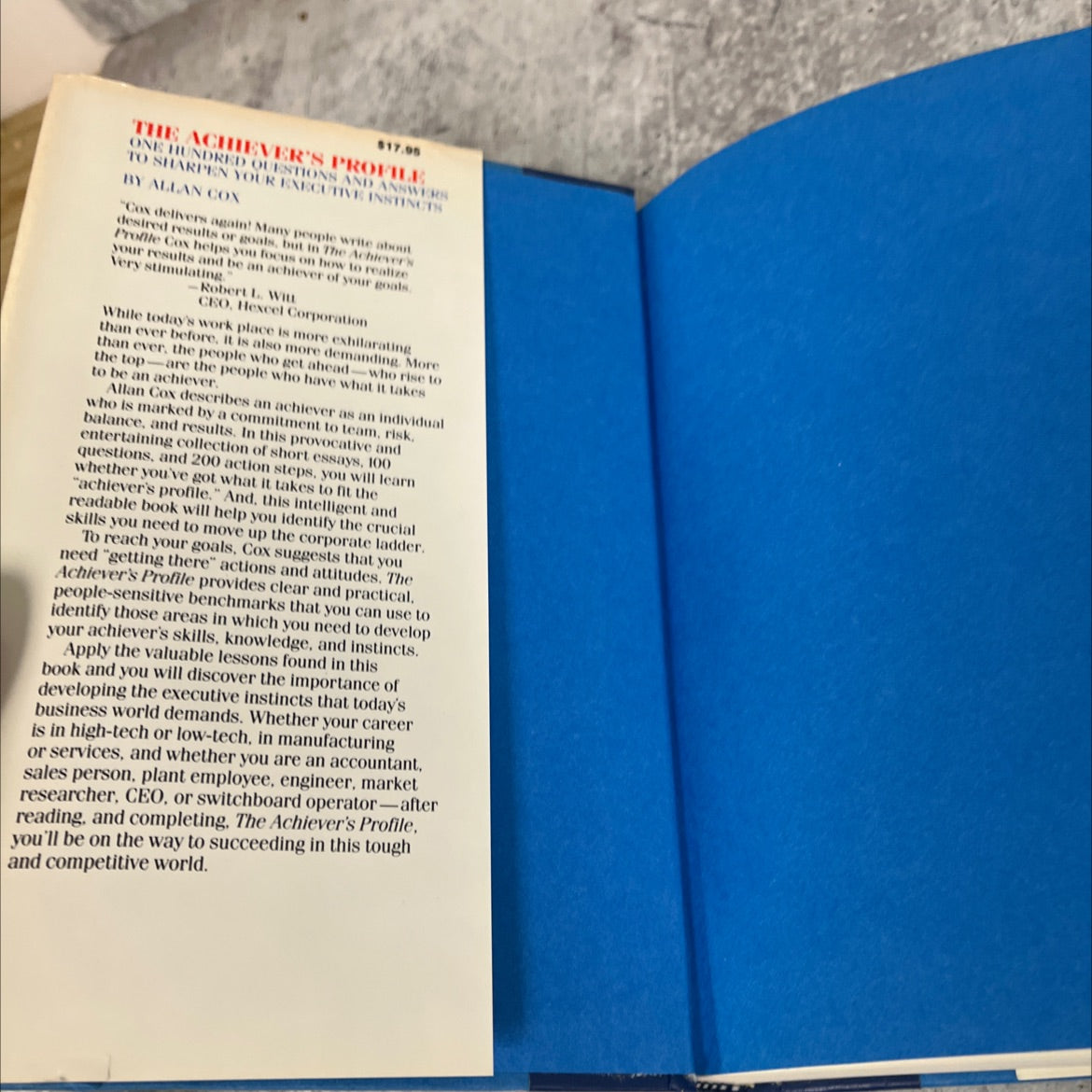 the achiever's profile book, by Allan Cox, 1988 Hardcover image 4