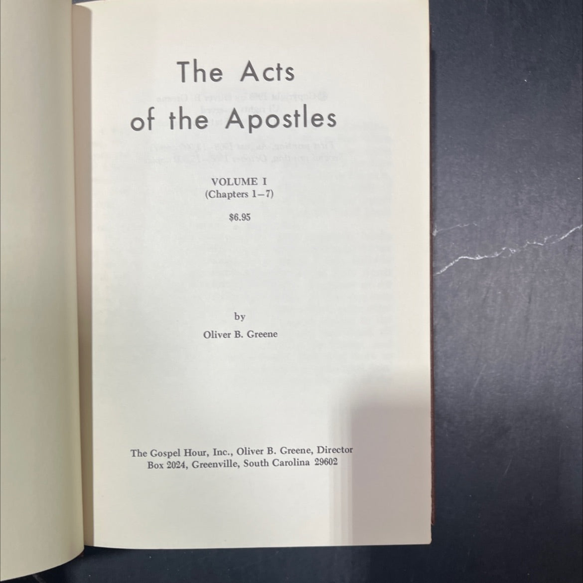 the acts of the apostles volume i (chapters 1-7) book, by oliver b. greene, 1968 Hardcover image 2