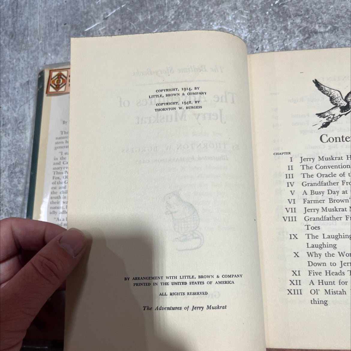 the adventures of jerry muskrat book, by thornton w. burgess, 1942 Hardcover image 3