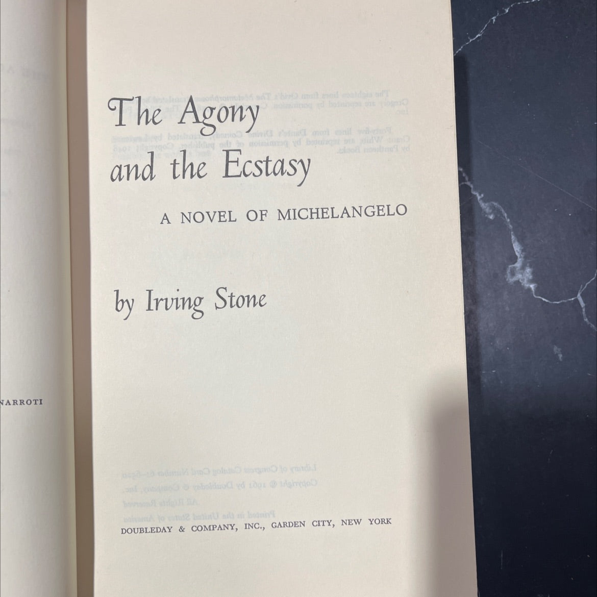 the agony and the ecstasy a novel of michelangelo book, by irving stone, 1961 Hardcover image 2