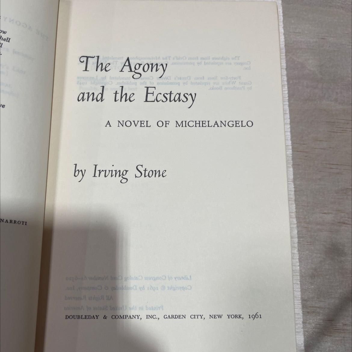 the agony and the ecstasy book, by irving stone, 1961 Hardcover image 2