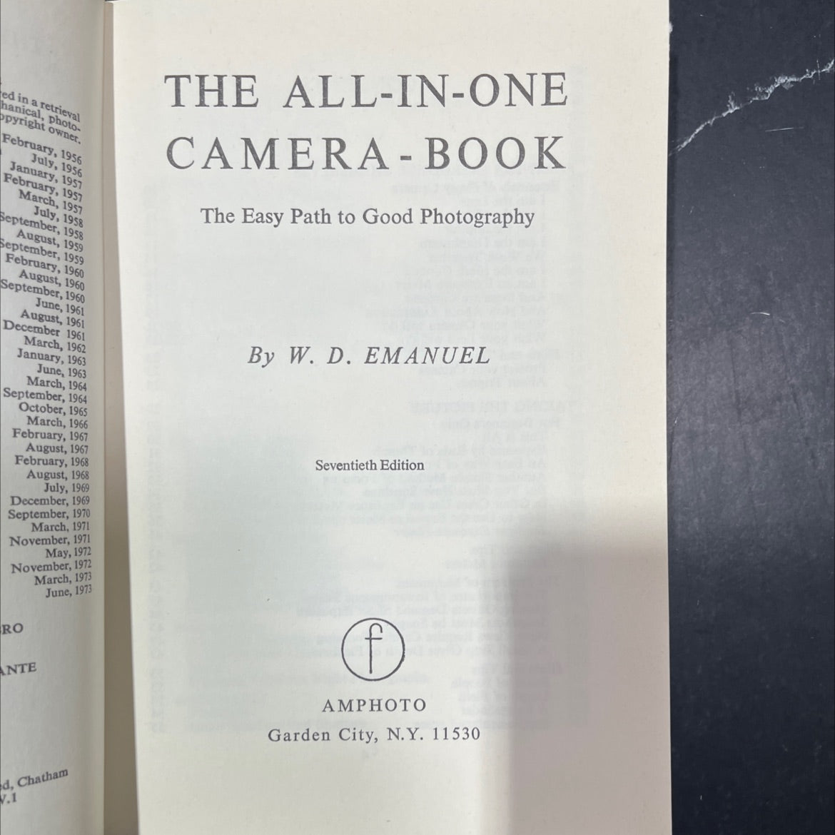 the all-in-one camera-book book, by w. d. emanuel, 1973 Hardcover image 2