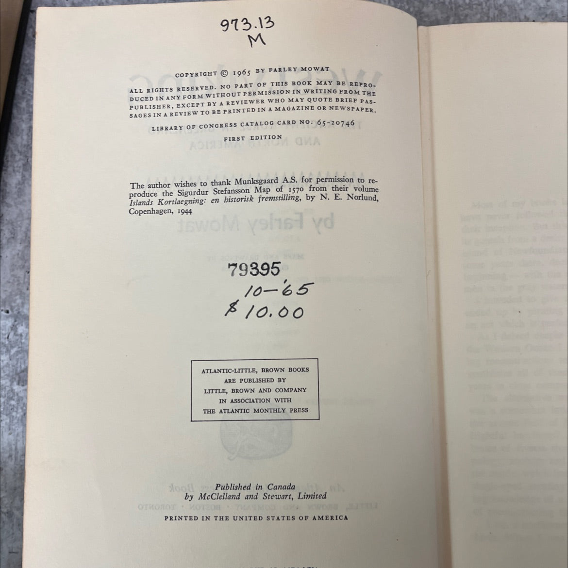 the ancient norse in greenland and north america book, by farley mowat, 1965 Hardcover, First Edition, Vintage image 3