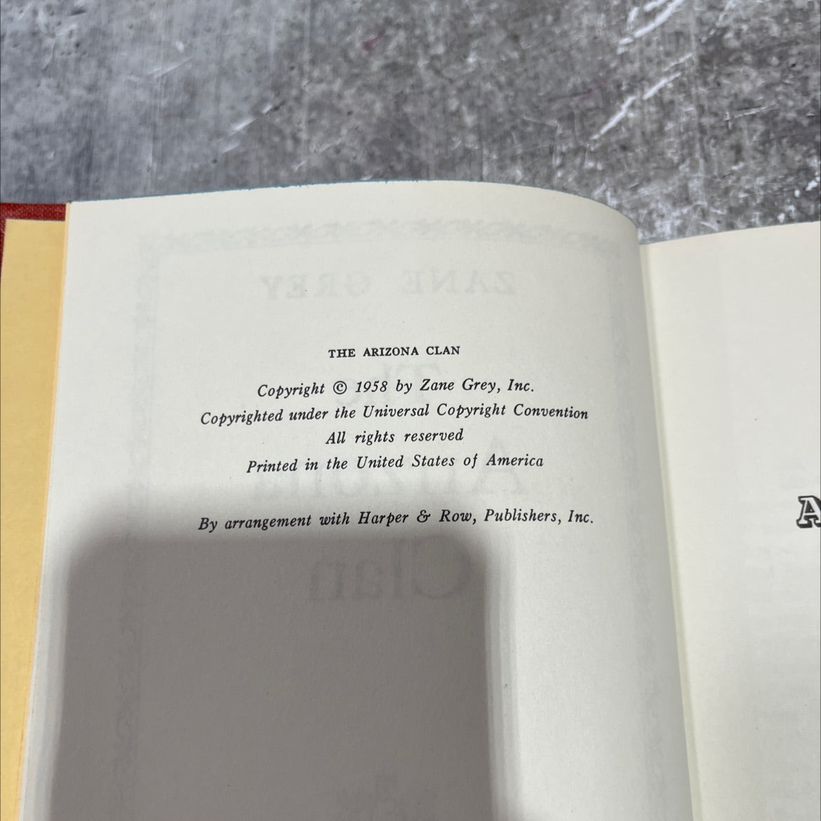 the arizona clan book, by zane grey, 1958 Hardcover image 3