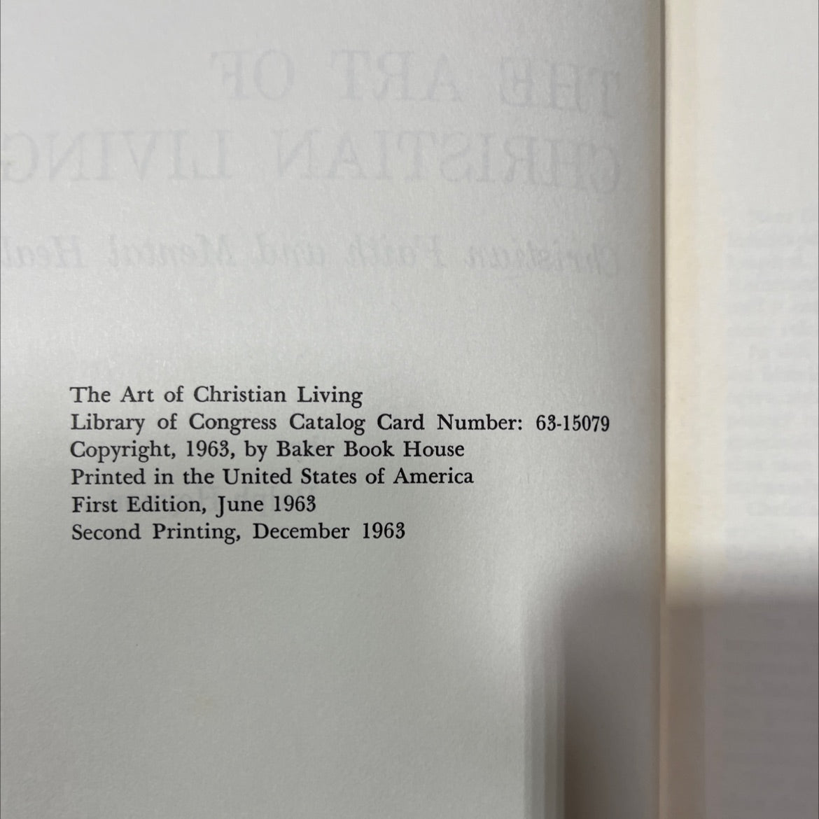 the art of christian living christian faith and mental health book, by Ralph Heynen, 1963 Hardcover image 3