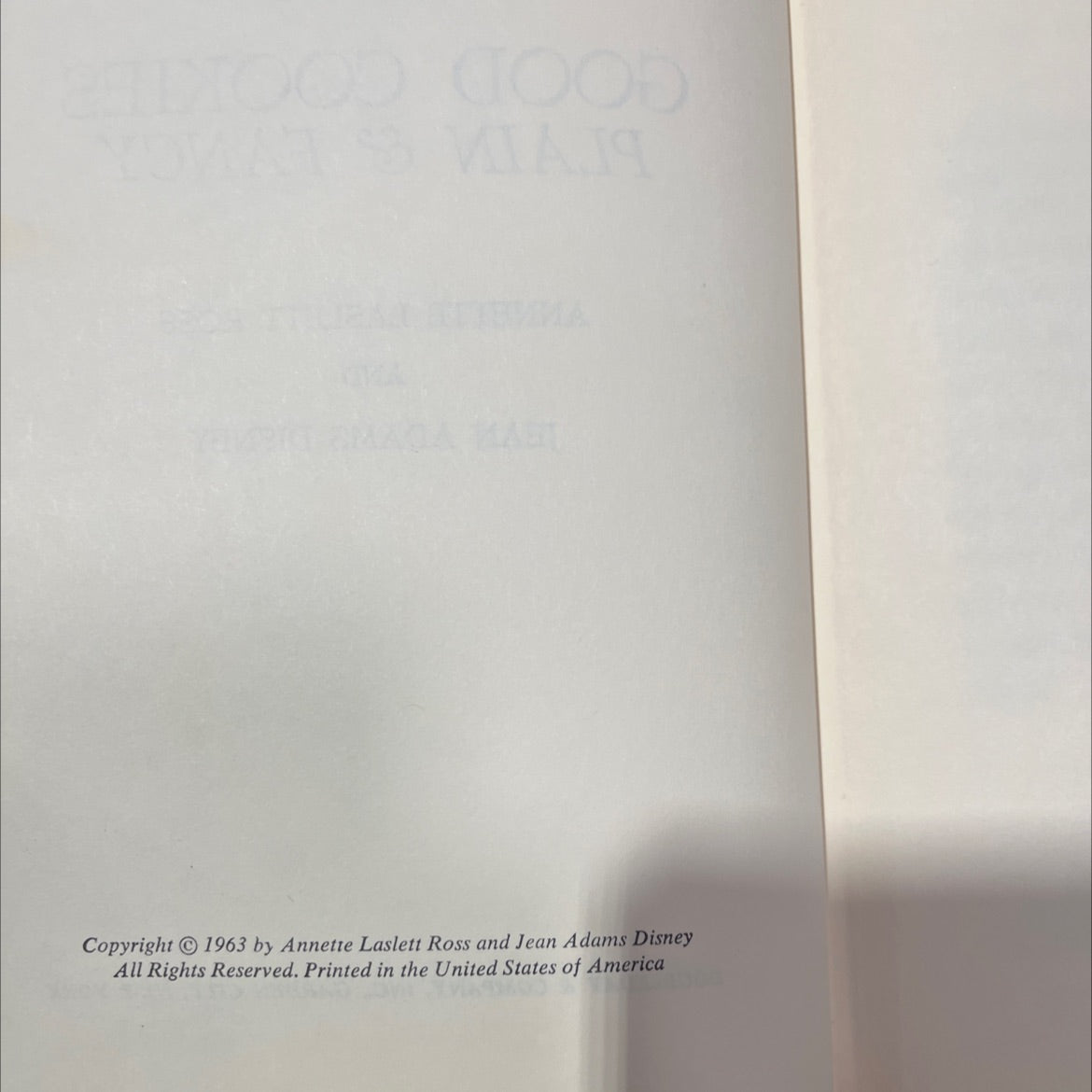 the art of making good cookies plain & fancy book, by Annette Laslett Ross and Jean Adams Disney, 1963 Hardcover image 3
