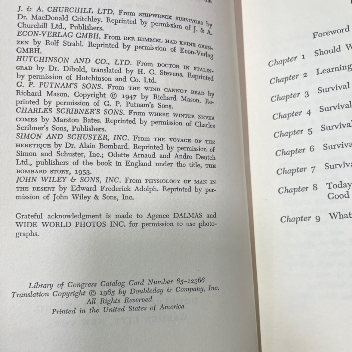 the art of survival book, by cord christian troebst, 1965 Hardcover image 3