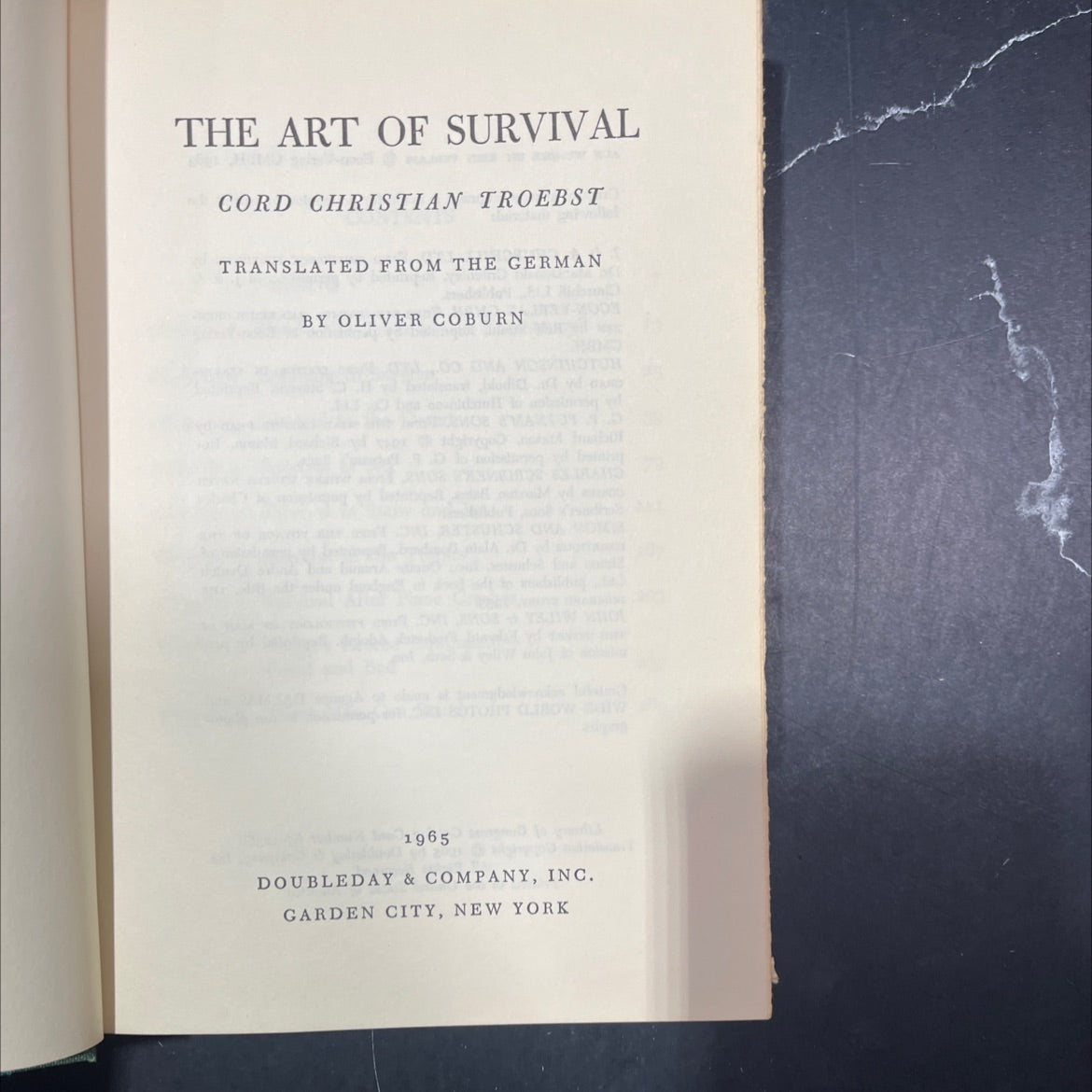the art of survival book, by cord christian troebst, 1965 Hardcover image 2