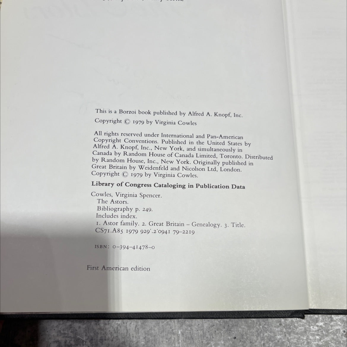 the astors book, by Virginia Cowles, 1979 Hardcover image 3
