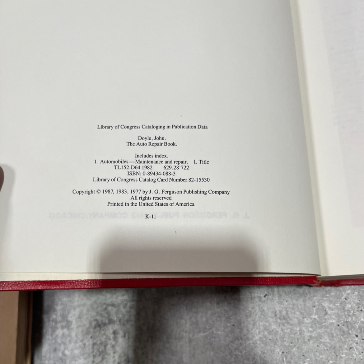 the auto repair book book, by John Doyle, 1987 Hardcover image 3