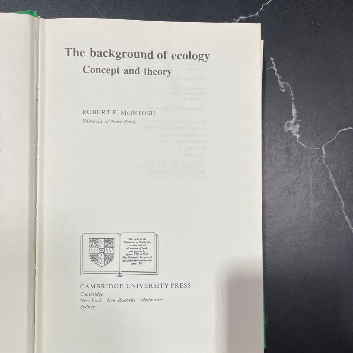 the background of ecology book, by robert p. mcintosh, 1985 Hardcover image 2