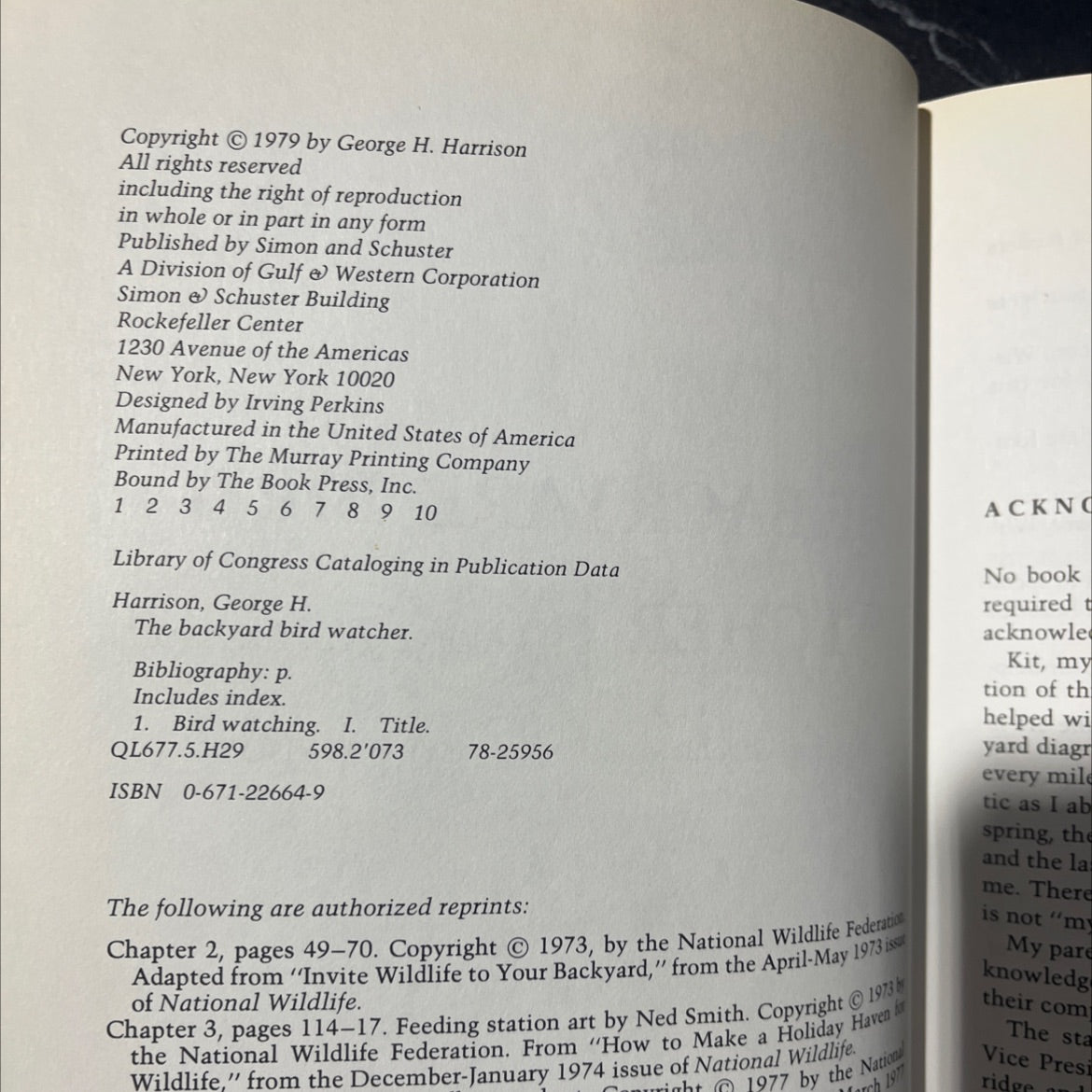 the backyard bird watcher book, by George H. Harrison, 1979 Hardcover image 3