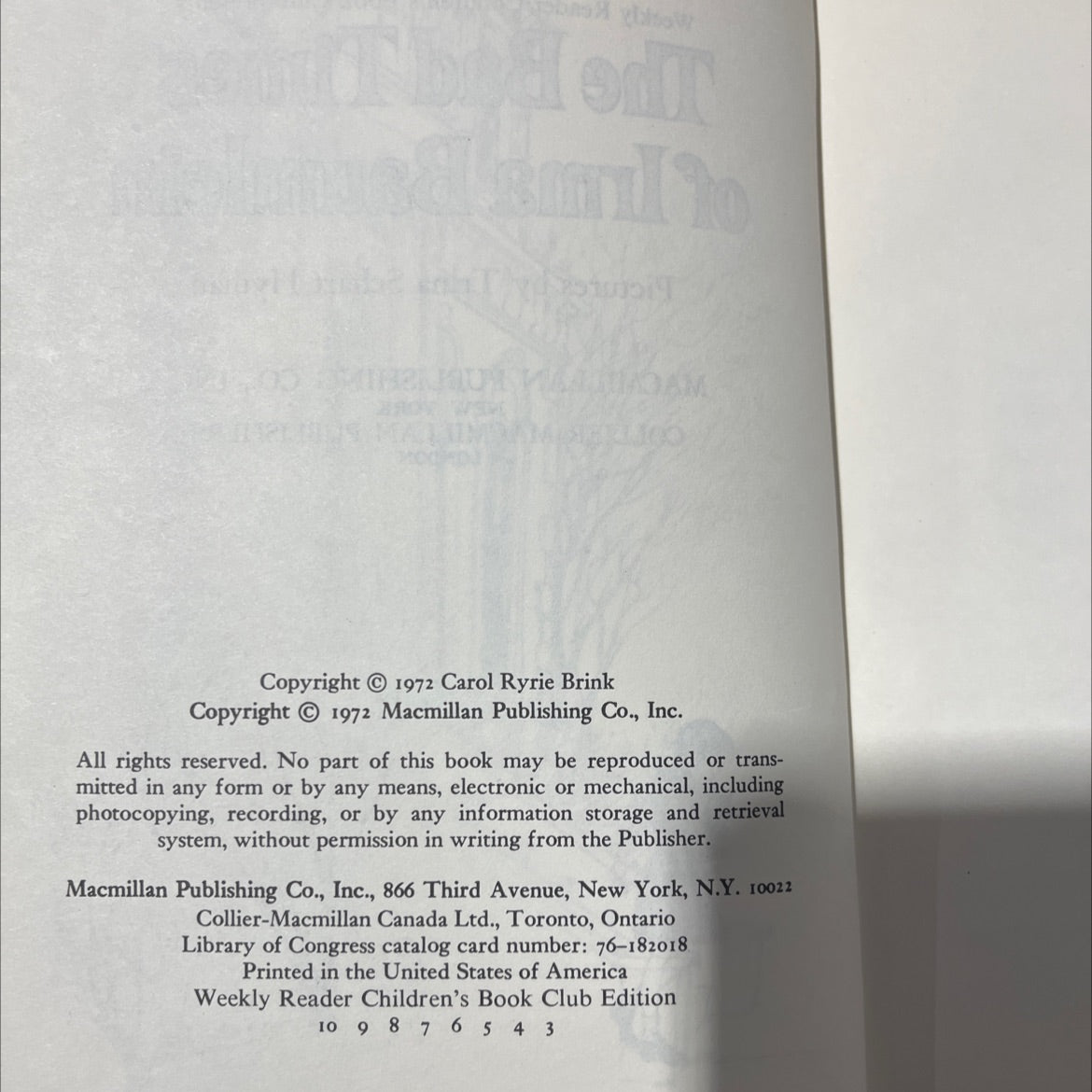 the bad times of irma baumlein book, by carol ryrie brink, 1972 Hardcover image 3