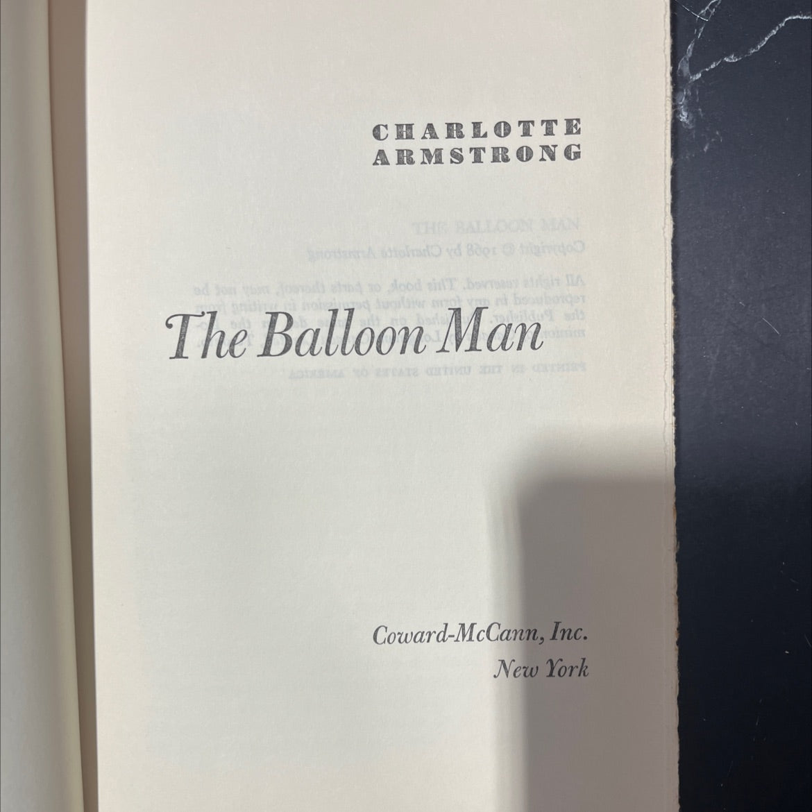 the balloon man book, by charlotte armstrong, 1968 Hardcover image 2