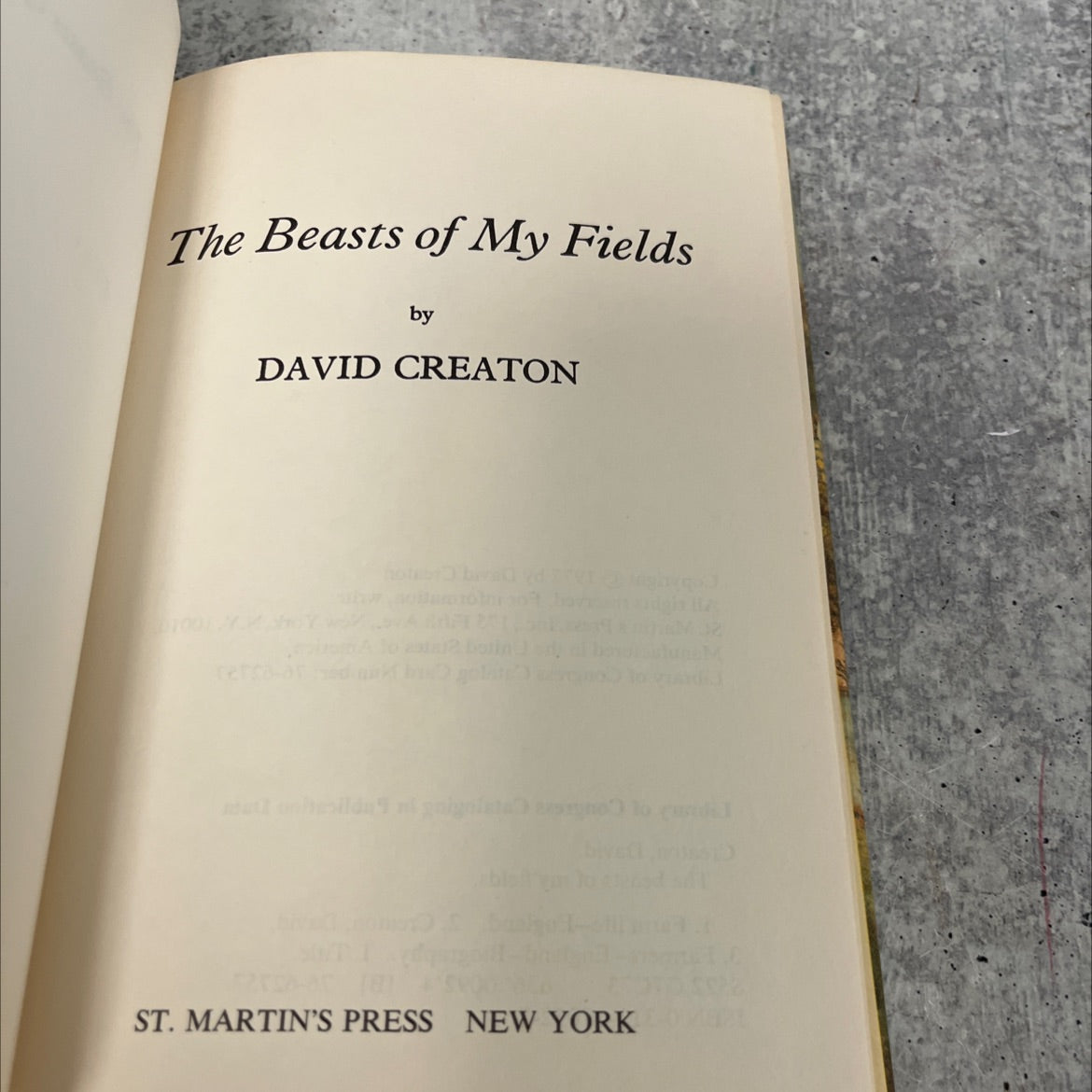 the beasts of my fields book, by david creaton, 1977 Hardcover image 2