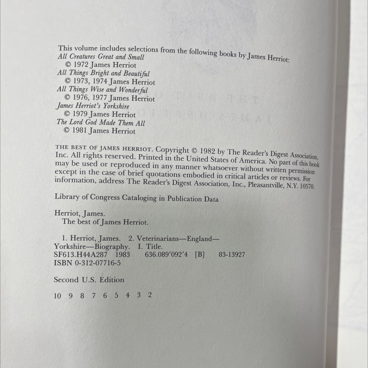 the best of james herriot book, by James Herriot, 1982 Hardcover image 3