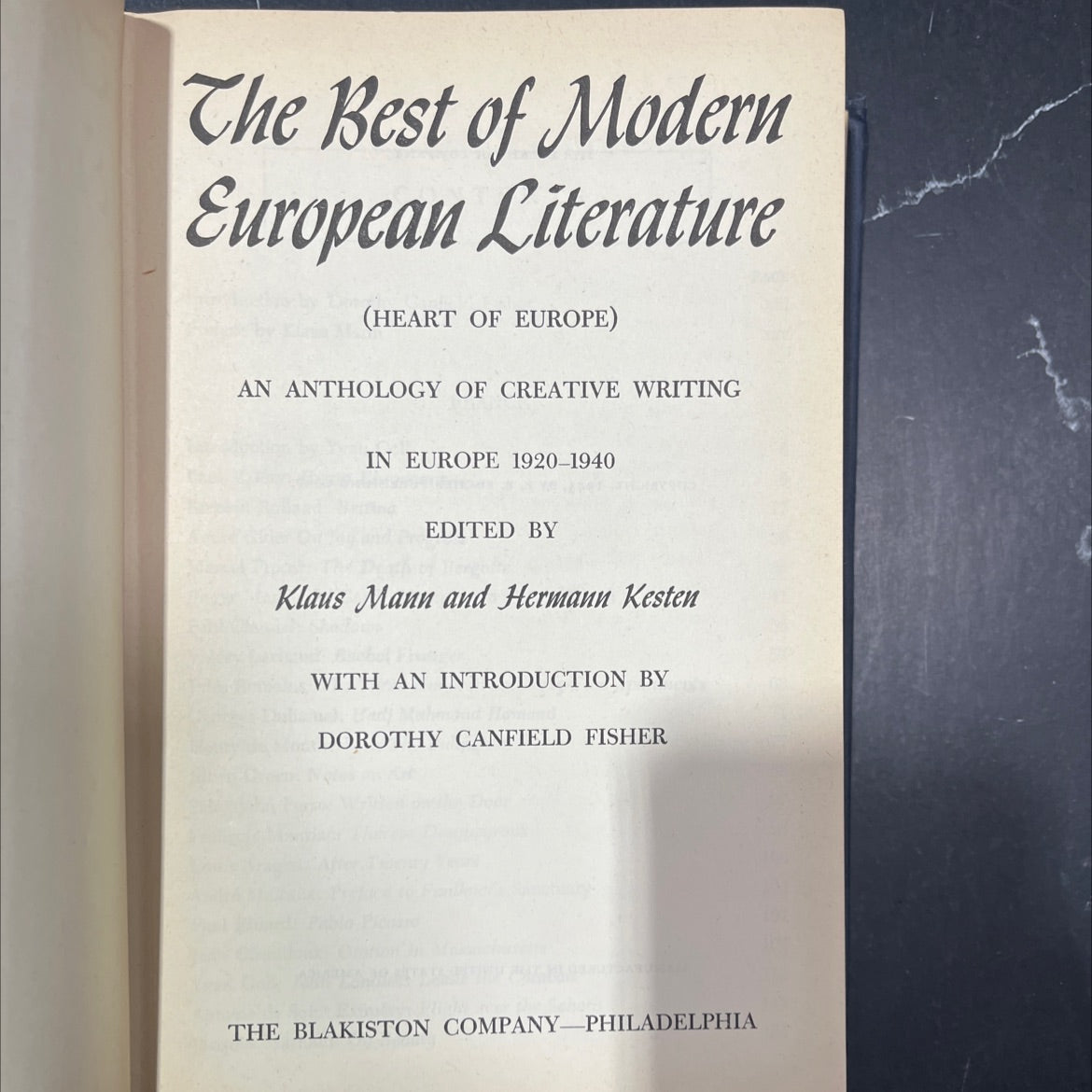 the best of modern european literature book, by Klaus Mann and Hermann Kesten, 1945 Hardcover image 2