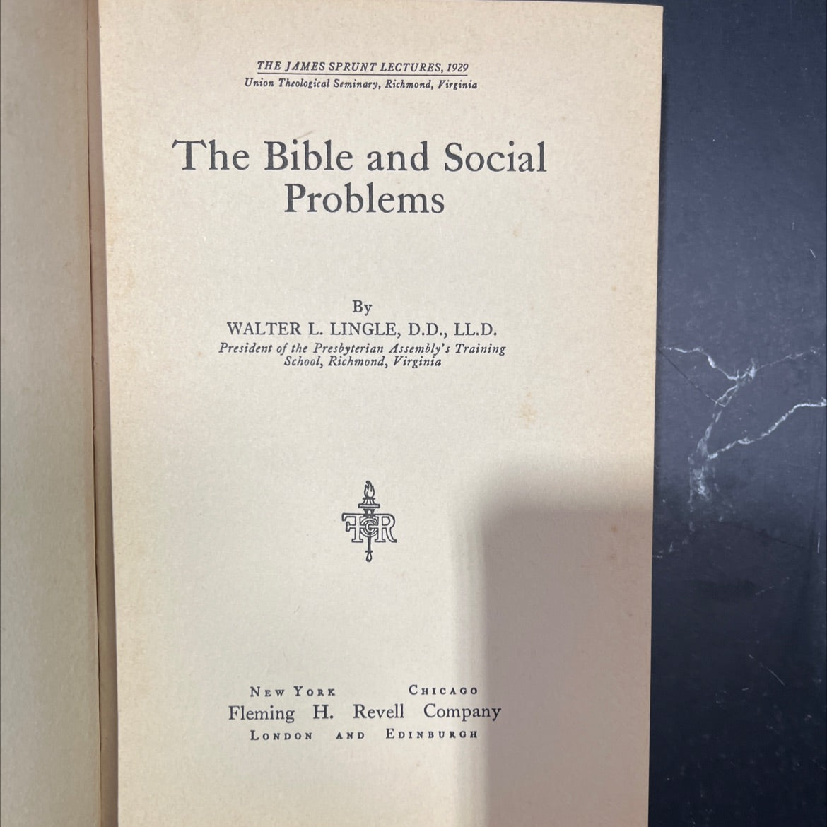 the bible and social problems book, by walter l. lingle, d.d., ll.d., 1929 Hardcover image 2