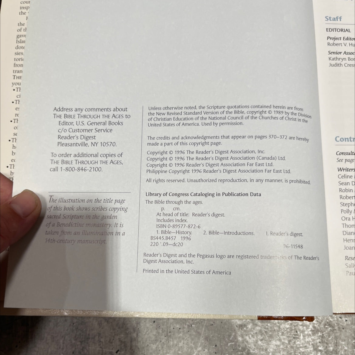 the bible through the ages book, by Reader's Digest Staff, 1996 Hardcover image 3