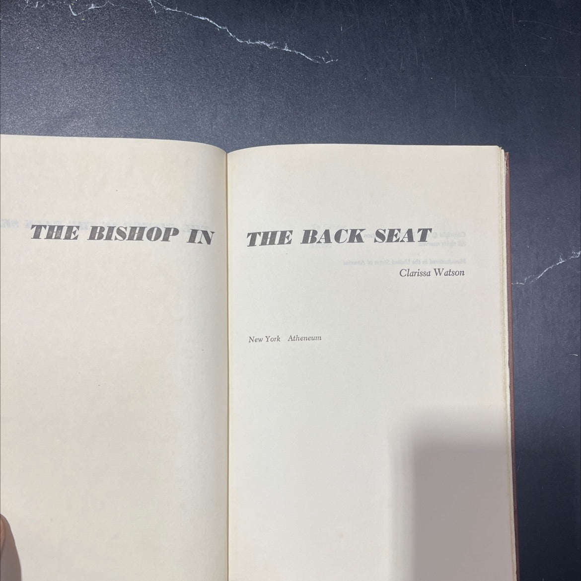the bishop in the back seat book, by Clarissa Watson, 1980 Hardcover image 2