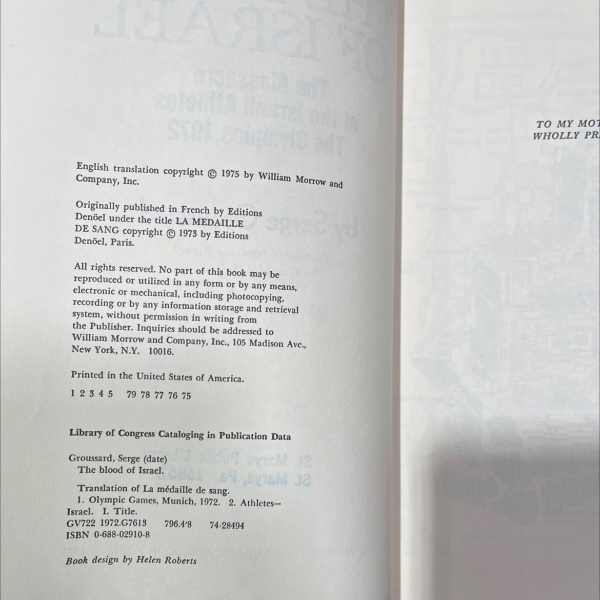the blood of israel the massacre of the israeli athletes the olympics, 1972 book, by serge groussard, 1975 Hardcover image 3
